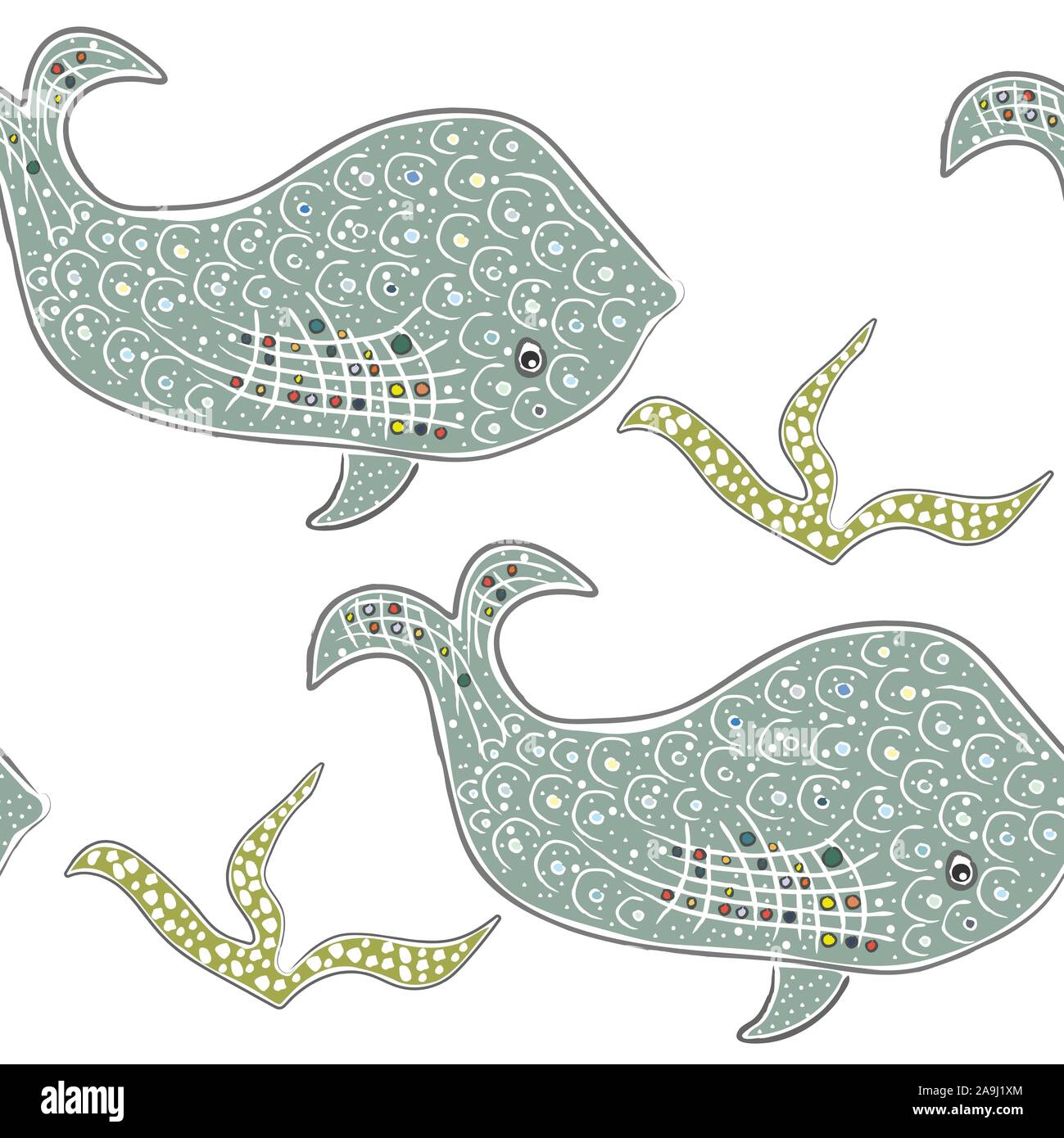 Hand gezeichneten Unterwasserwelt. Hand gezeichnet, im skandinavischen Stil. Detaillierte Arbeit. Vector Illustration Stock Vektor