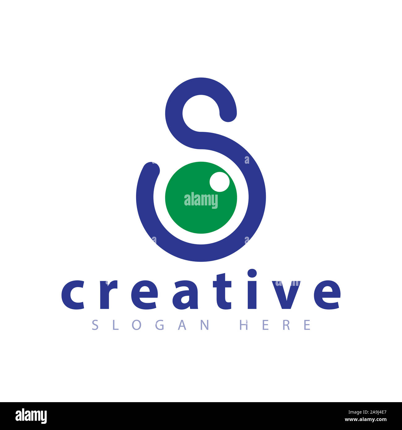 S Schreiben mit Linse Kamera Logo Vorlage Stockfoto