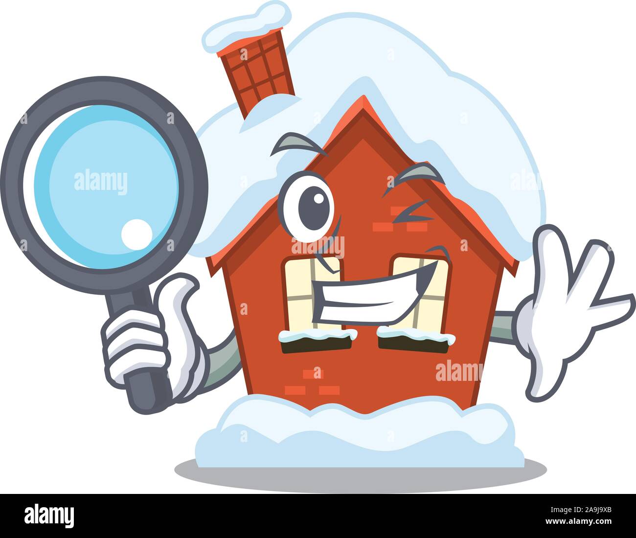 Winter Haus in der Karikatur Form Detektiv Stock Vektor