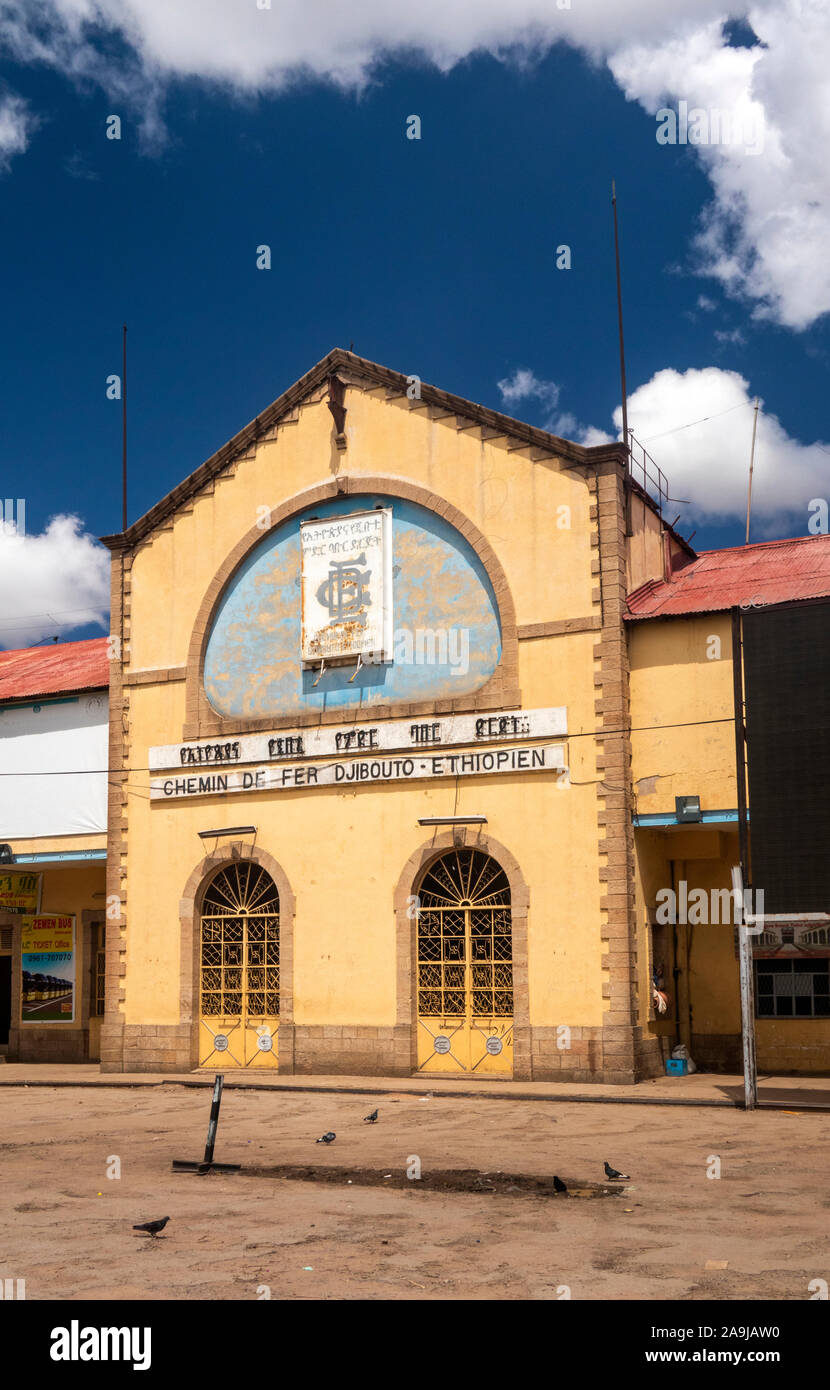 Äthiopien, Dire Dawa, Altes Bahnhofsgebäude auf der ehemaligen Bahnstrecke Addis Abeba nach Dschibuti Stockfoto