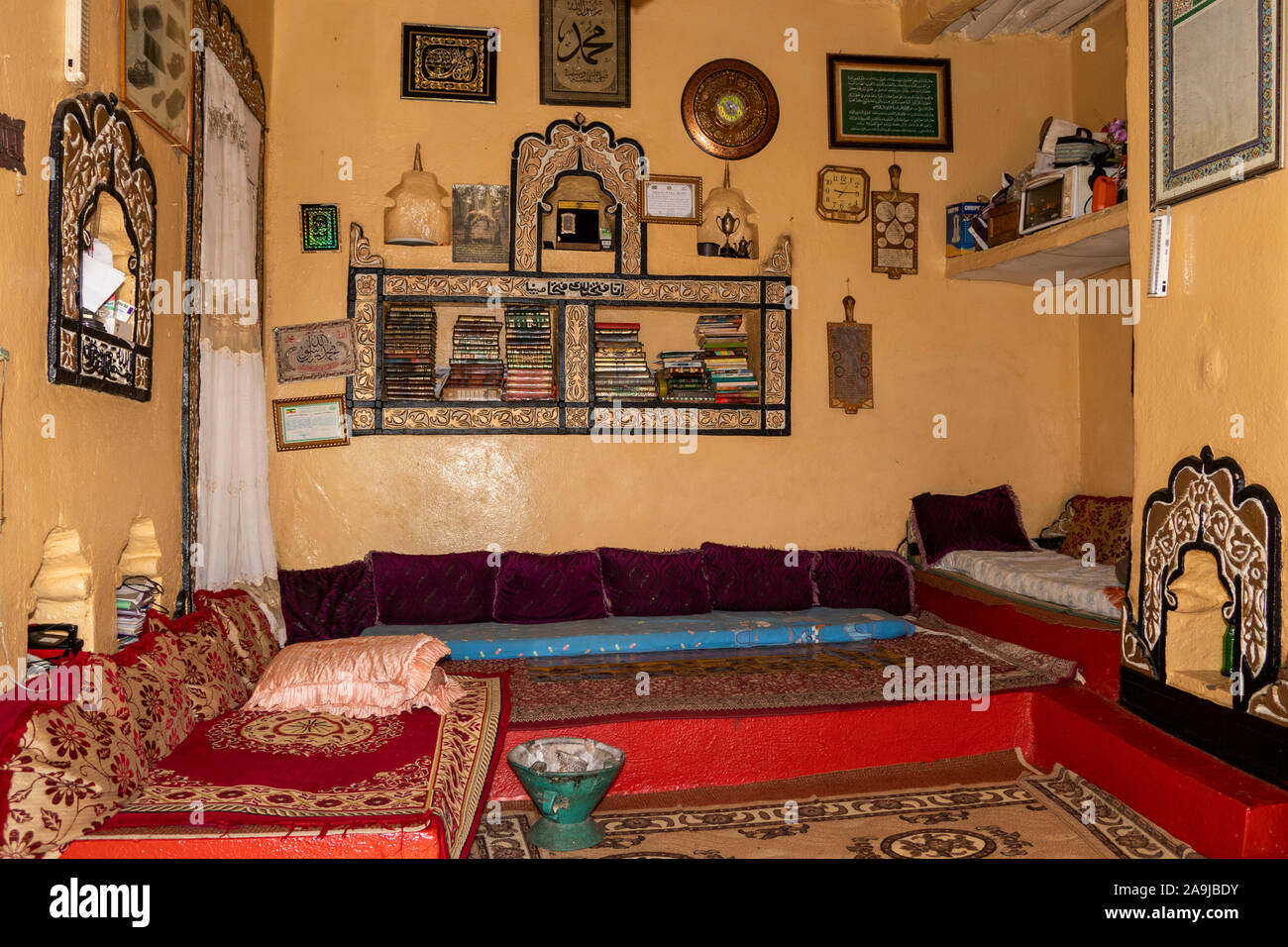 Äthiopien, Osten Hararghe, Harar, Harar Jugol, alte Stadtmauer, Interieur des traditionellen Haus Stockfoto