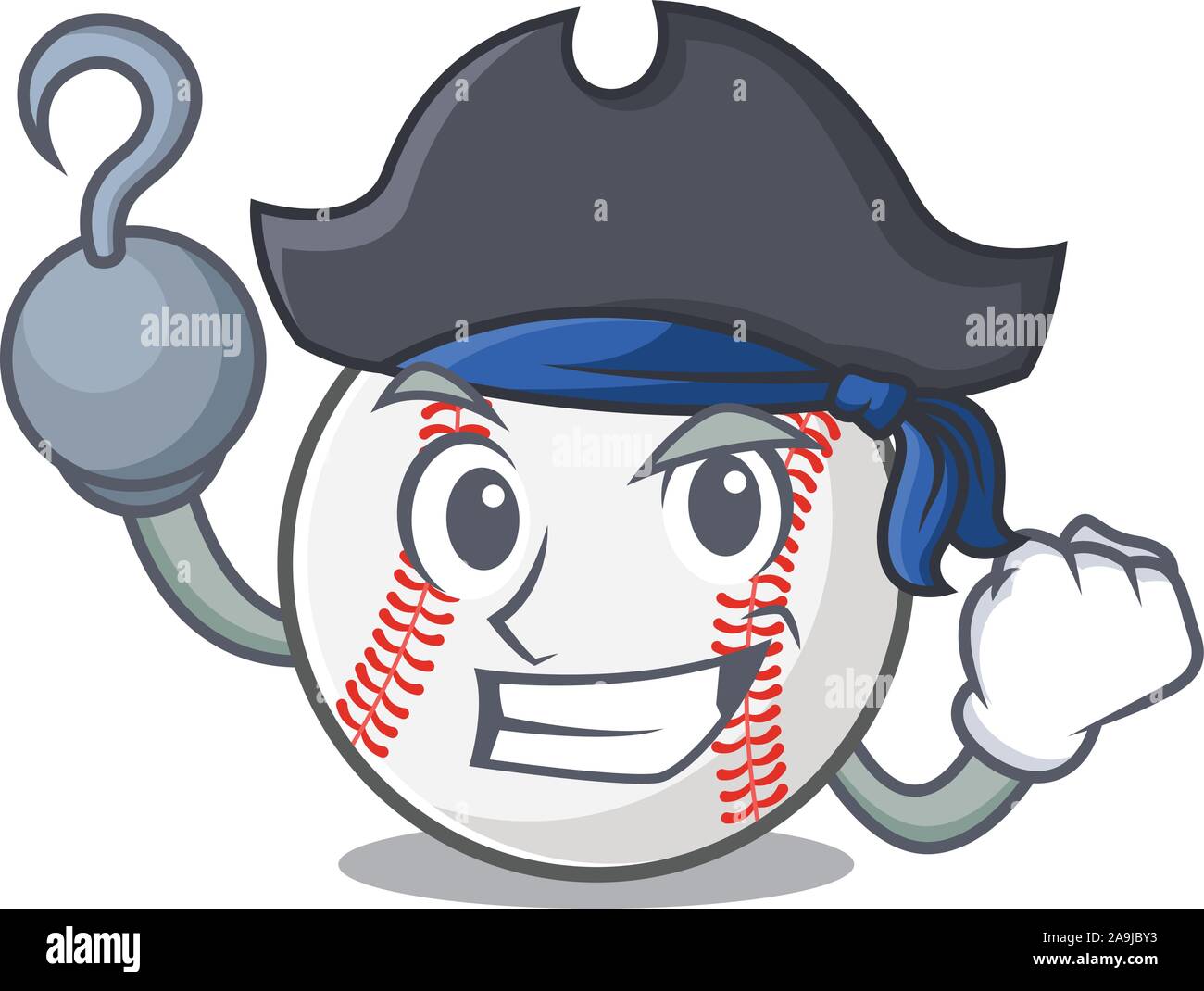 Cartoon Baseball mit in eine Figur Pirat Stock Vektor