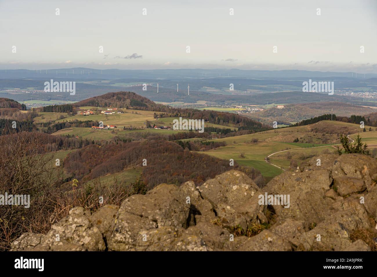 Medows auf wasserkuppe Gipfel Plateau in der Rhön, Hessen Deutschland Stockfoto