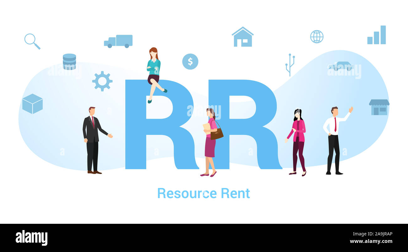 Rr resource mieten Konzept mit großen Word oder Text und Team Menschen mit modernen Flat Style-Vector Illustration Stockfoto