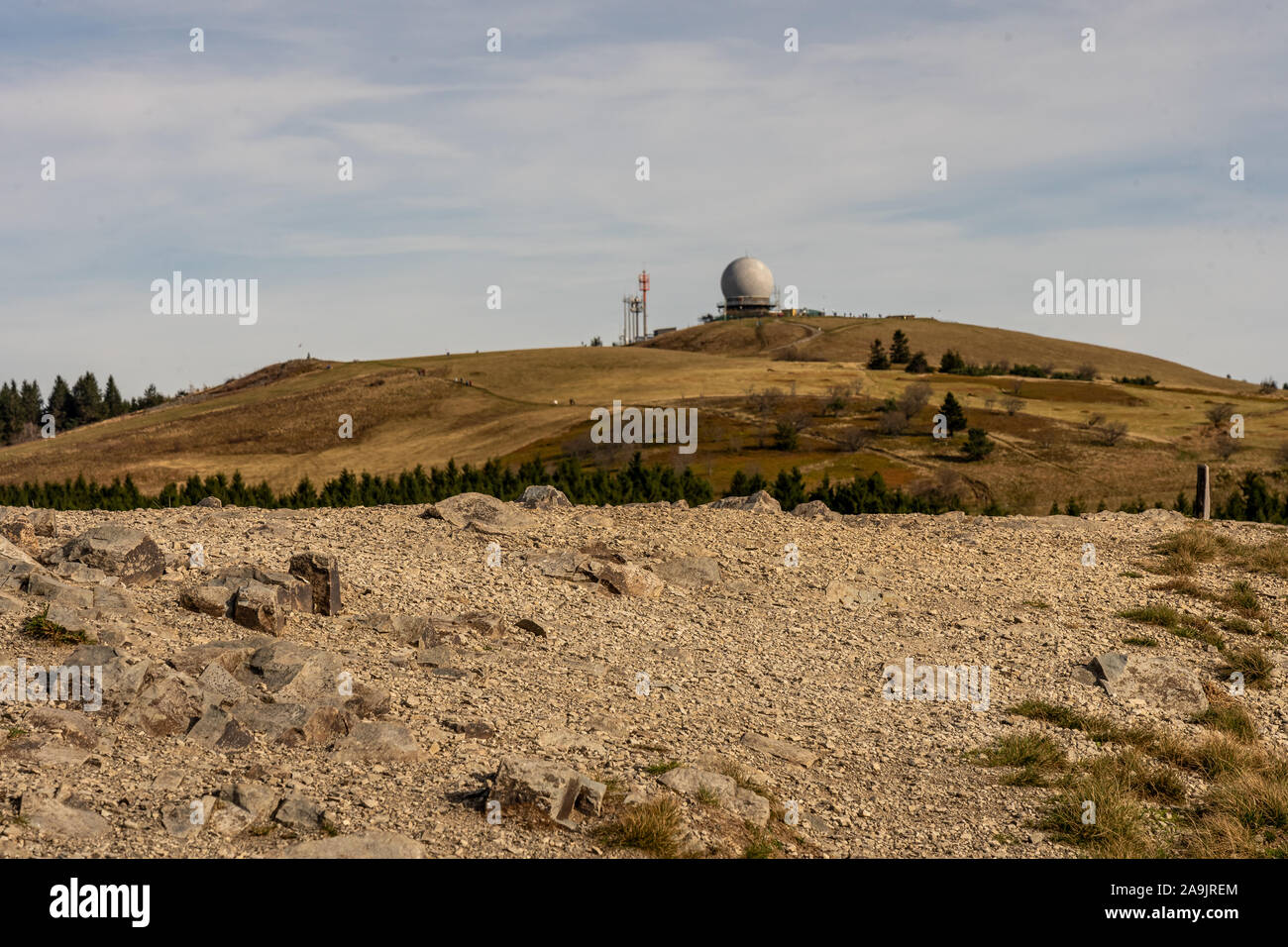 Medows auf wasserkuppe Gipfel Plateau in der Rhön, Hessen Deutschland Stockfoto