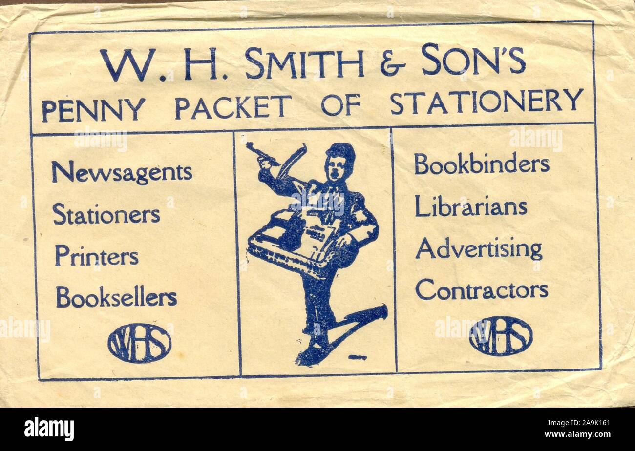 Werbung Kuvert für Schreibwaren von W H Smith & Söhne circa 1905 Stockfoto