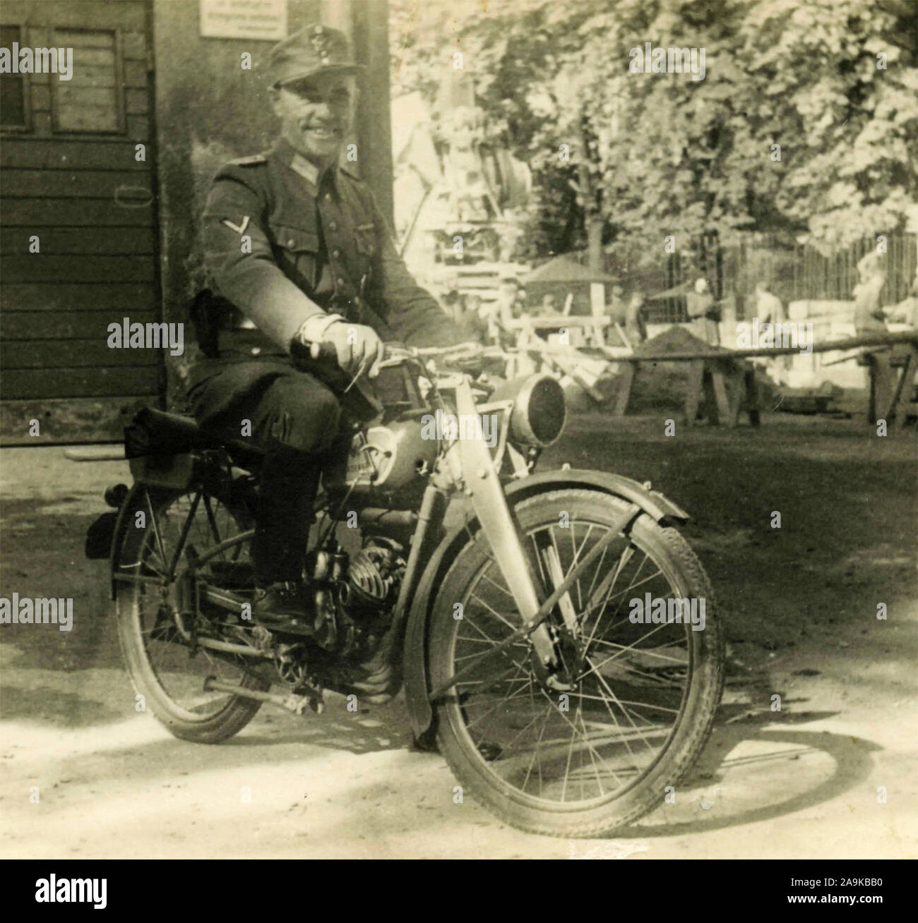 Militärische fahren eines Motorrades, Italien Stockfoto