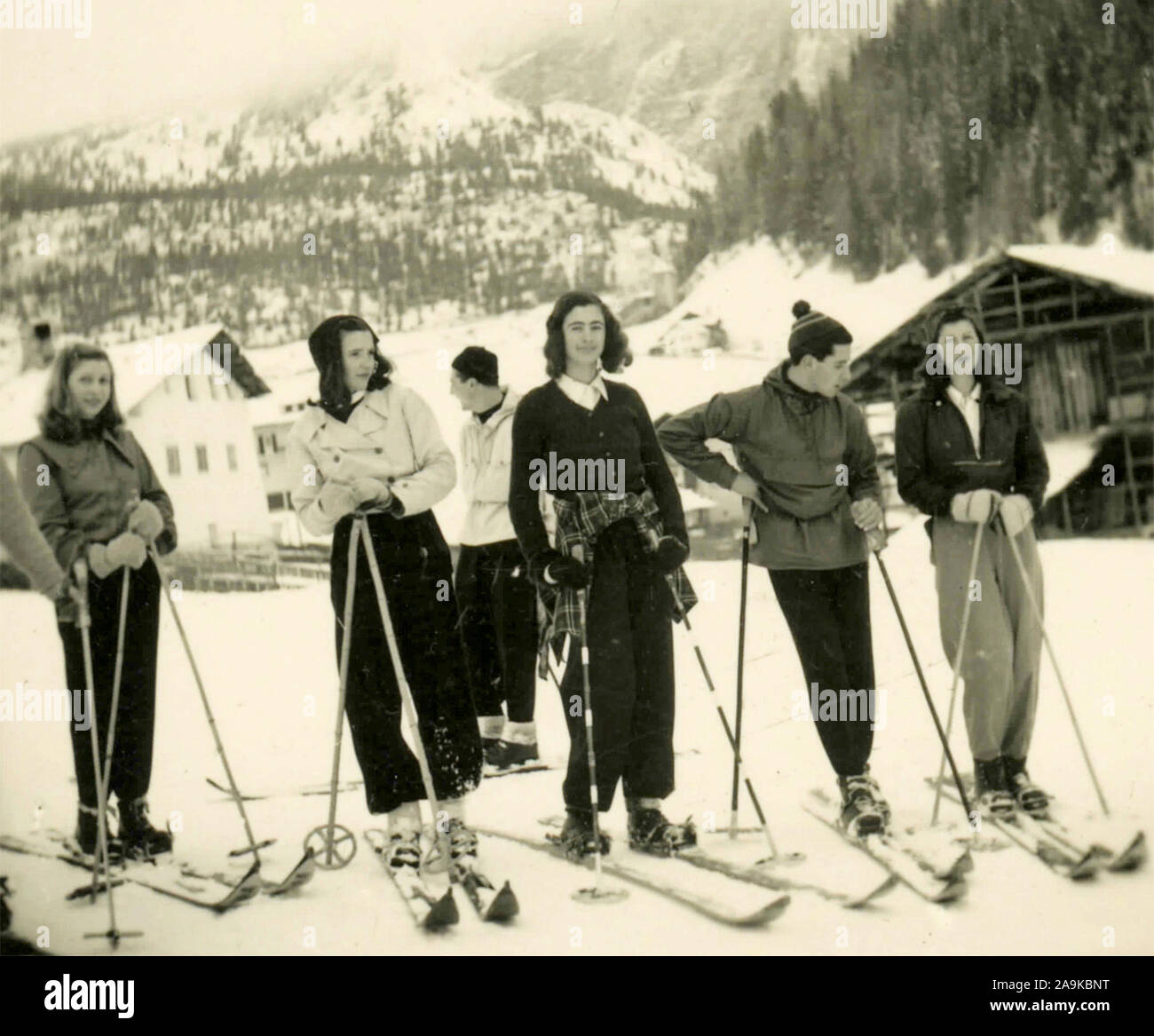 Gruppe von Skifahrern, Italien Stockfoto