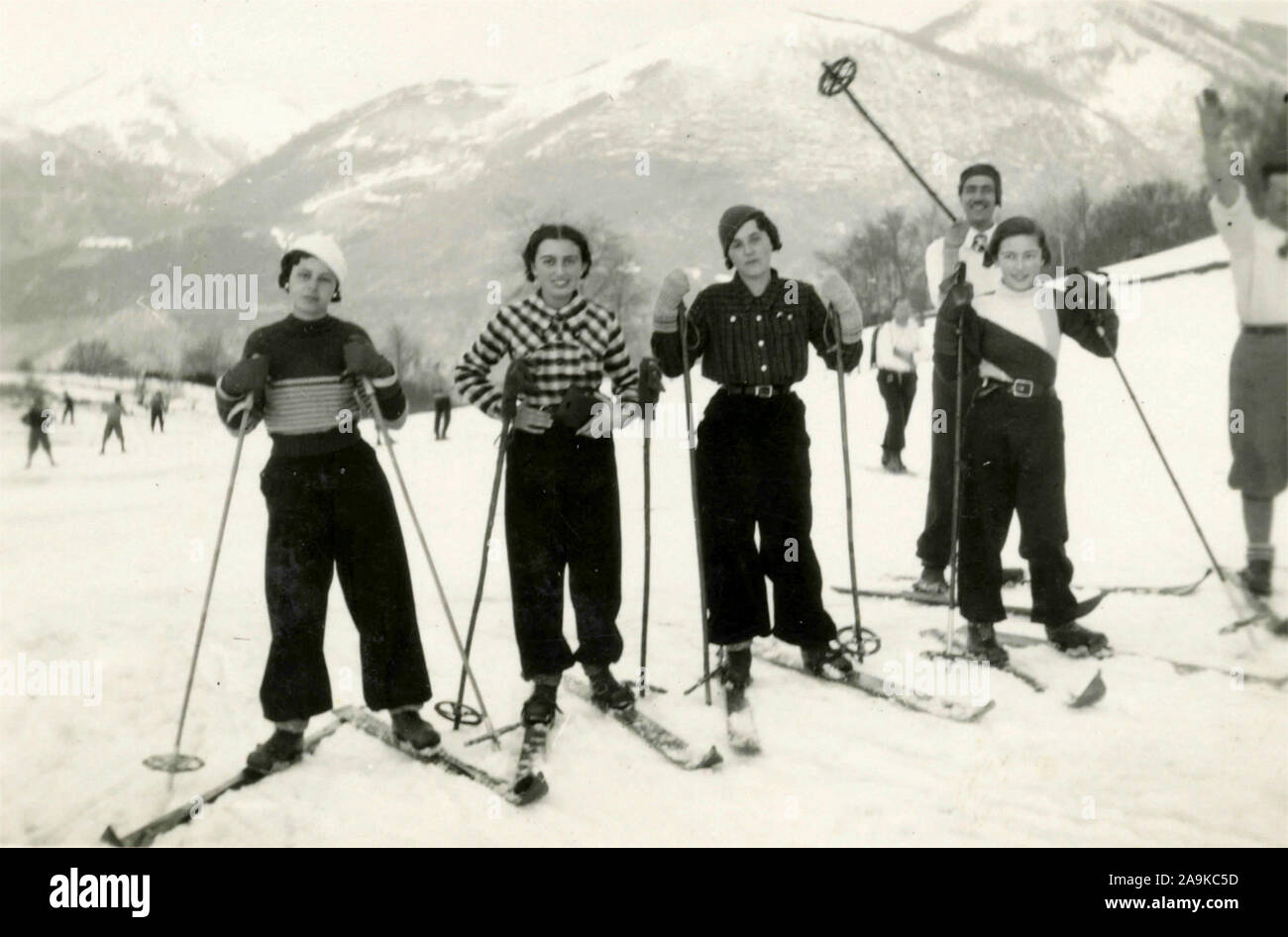 Gruppe von Skifahrern, Italien Stockfoto