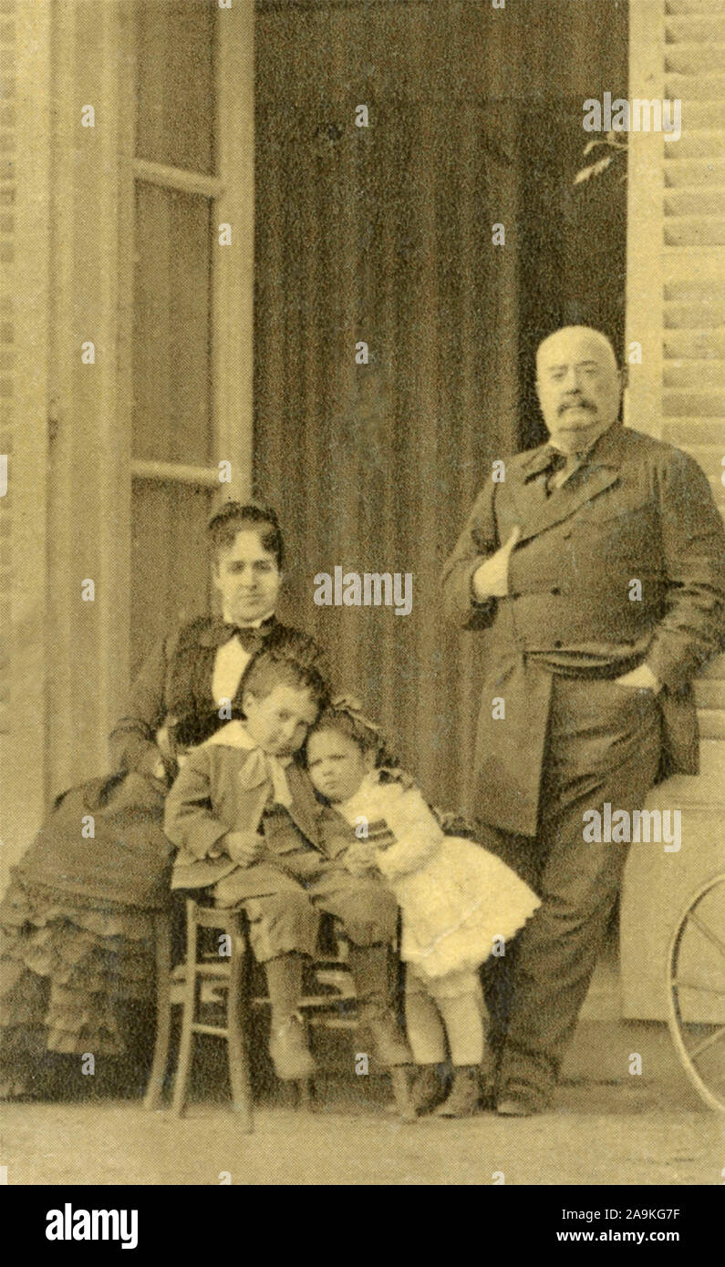 Portrait des französischen Ingenieur Pierre-Dominique Bazaine mit Familie Stockfoto