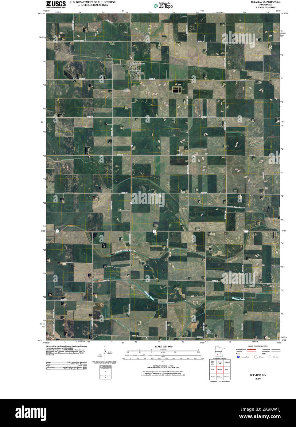 USGS TOPO Karte MInnesota MN Belview 20100806 TM Wiederherstellung Stockfoto