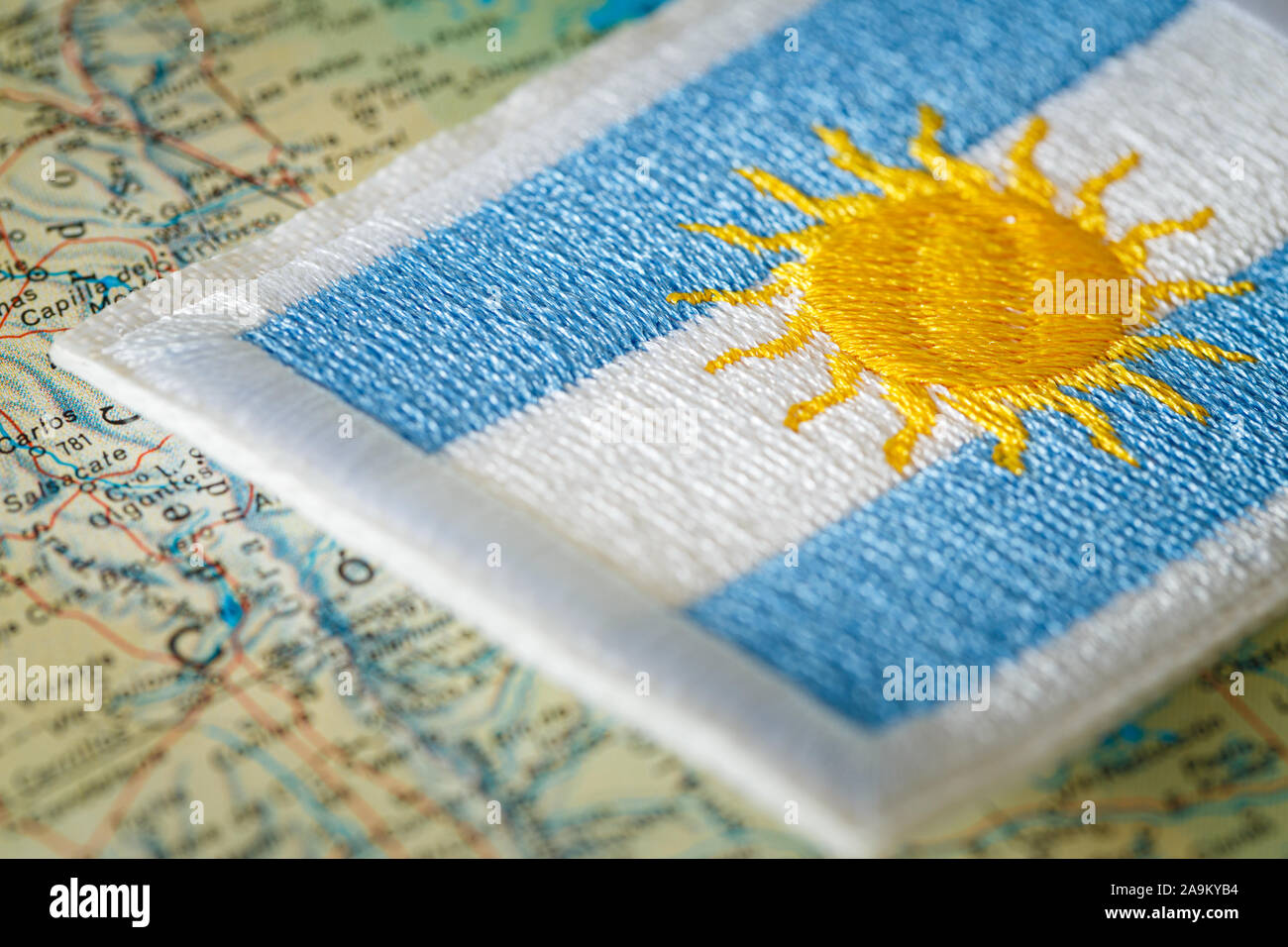 Argentinien Flagge auf der Karte Stockfoto