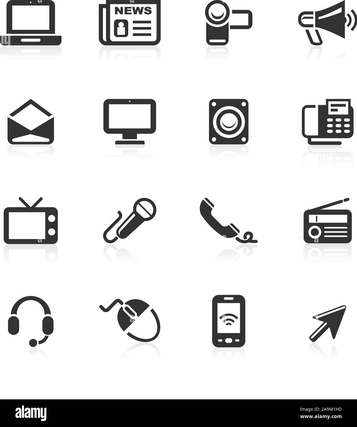 Kommunikation Symbole isoliert auf weißem Hintergrund - minimo Serie Stock Vektor