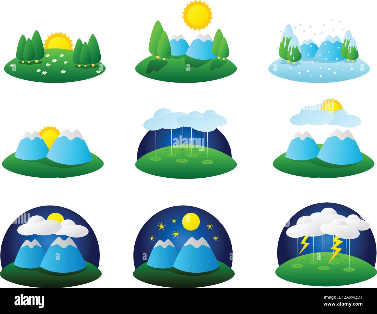 Cartoon Illustration der Wettersymbole. chubby Stil Stock Vektor