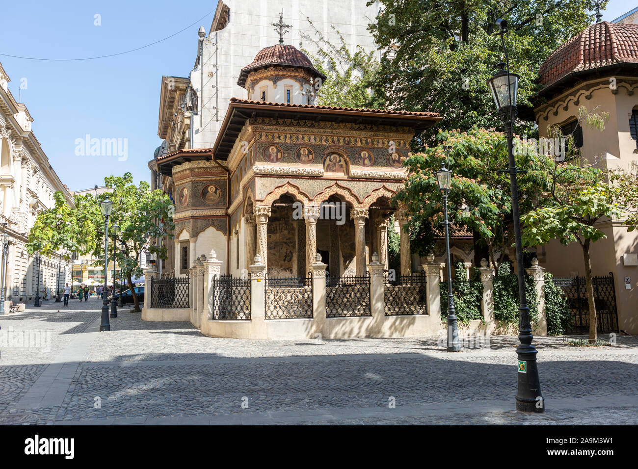 Stavropoleos rumänisch-orthodoxen Kirche in Lipscani Viertel von Bukarest Stockfoto