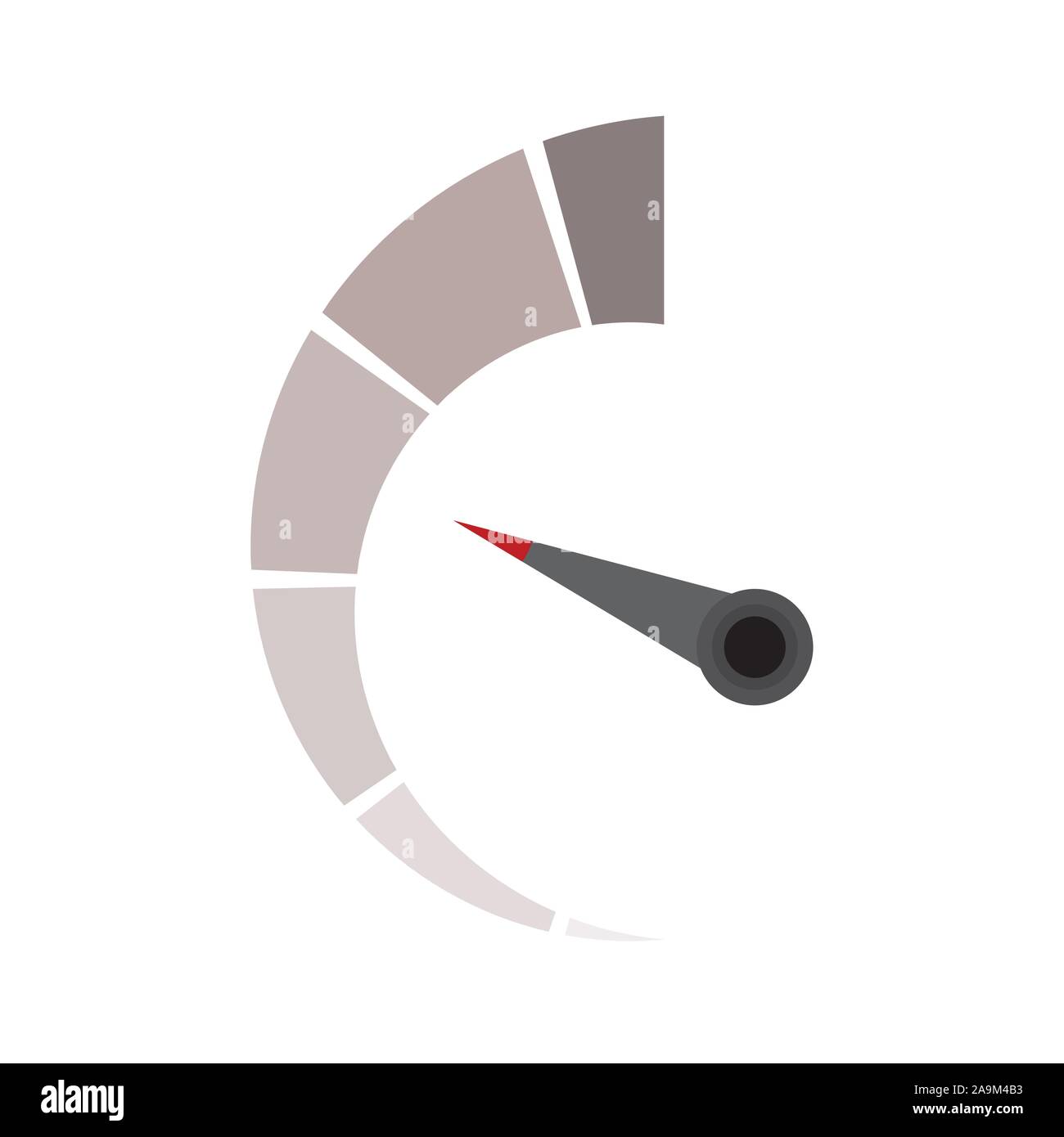 Messung Anzeige mit rotem Pfeil. Vektor Leistung niedrig und hoch, business Grafik Tachometer oder barometrischen Abbildung Stock Vektor