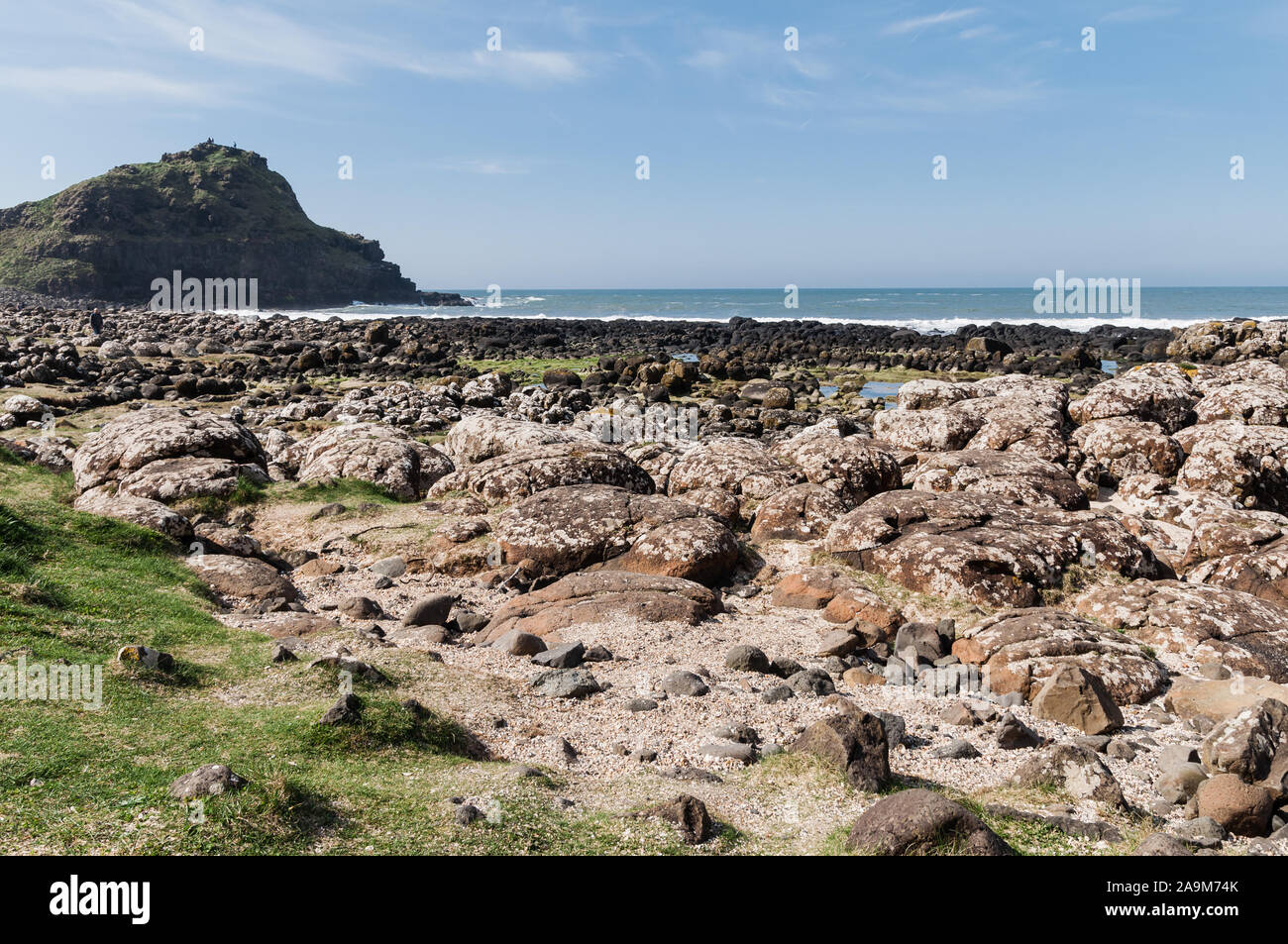 Sechseckige stein Bildung von Riesen Causeawy im County Antrim, Nordirland Stockfoto