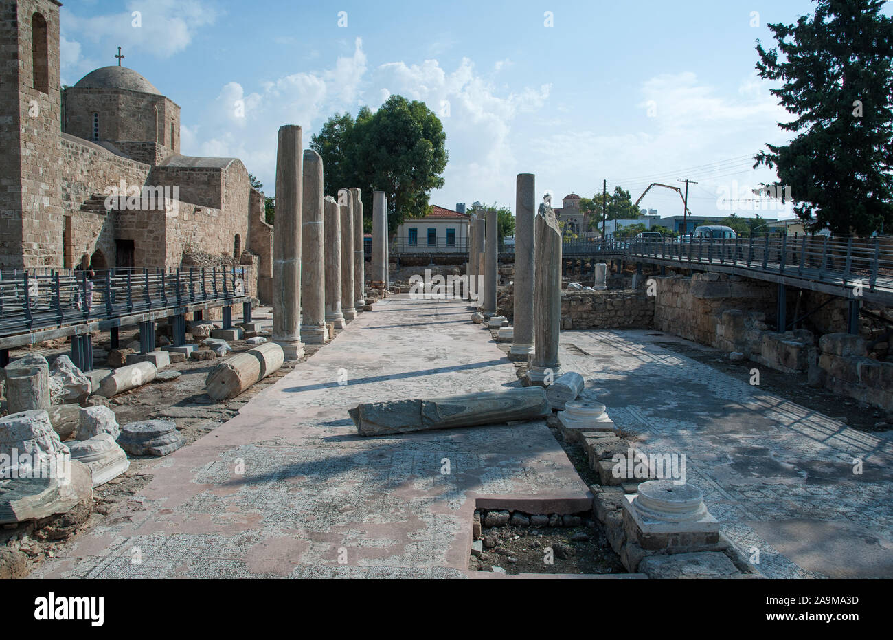 Archäologische Stätte von Agia Kyriaki oder komplexe Chrysopolitissa, Kato Paphos, Zypern. Stockfoto