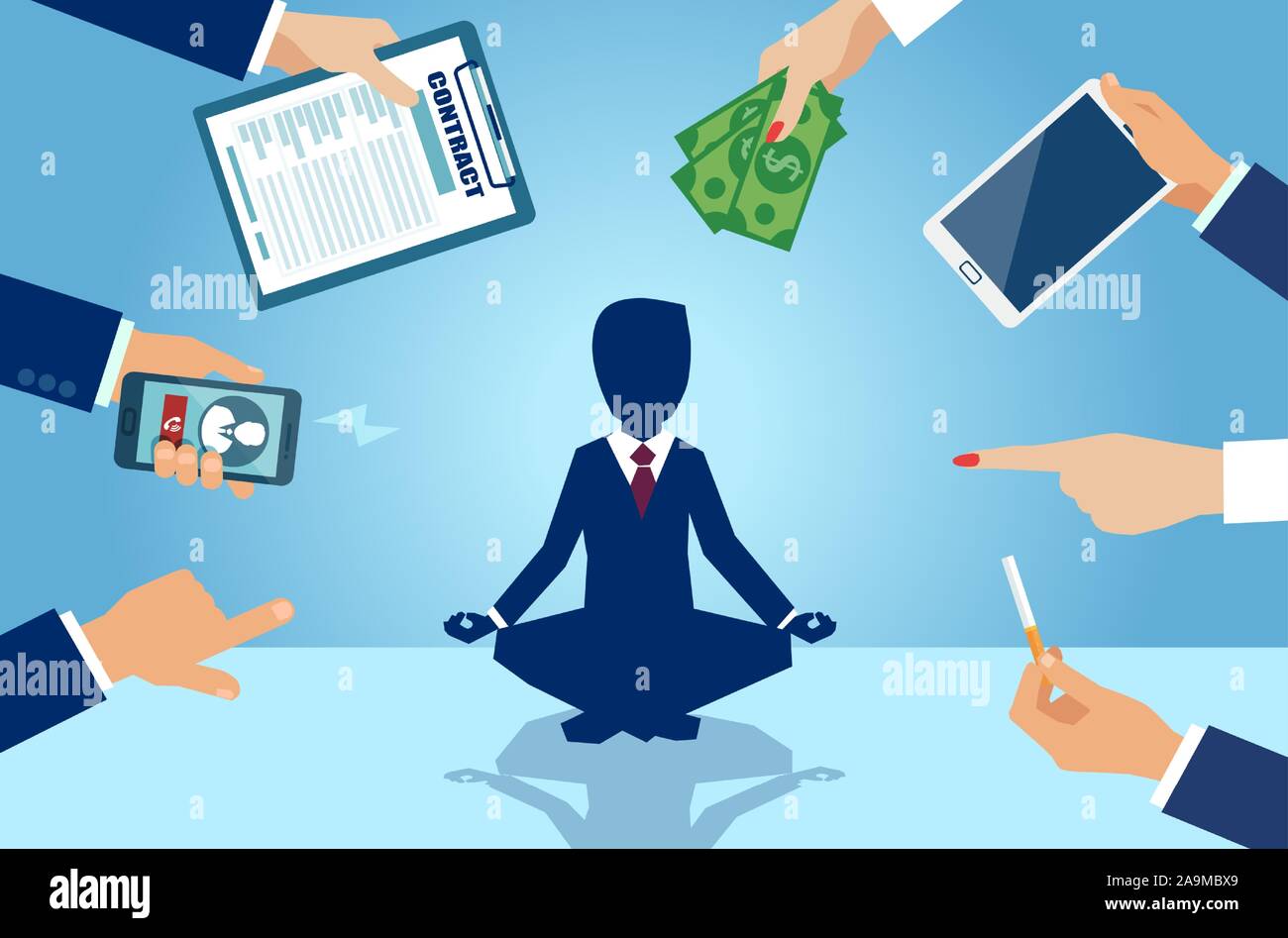Vektor eines Business mann Meditation Yoga Stress von anspruchsvollen Corporate leben zu entlasten Stock Vektor