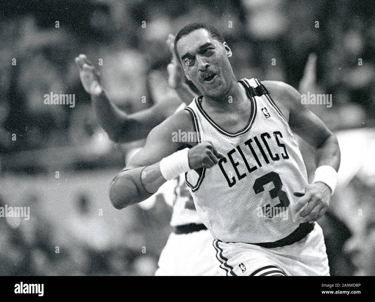 Boston Celtics #3 Dennis Johnson in Aktion im Boston Garden in Boston, Ma USA Foto von Bill belknap Stockfoto