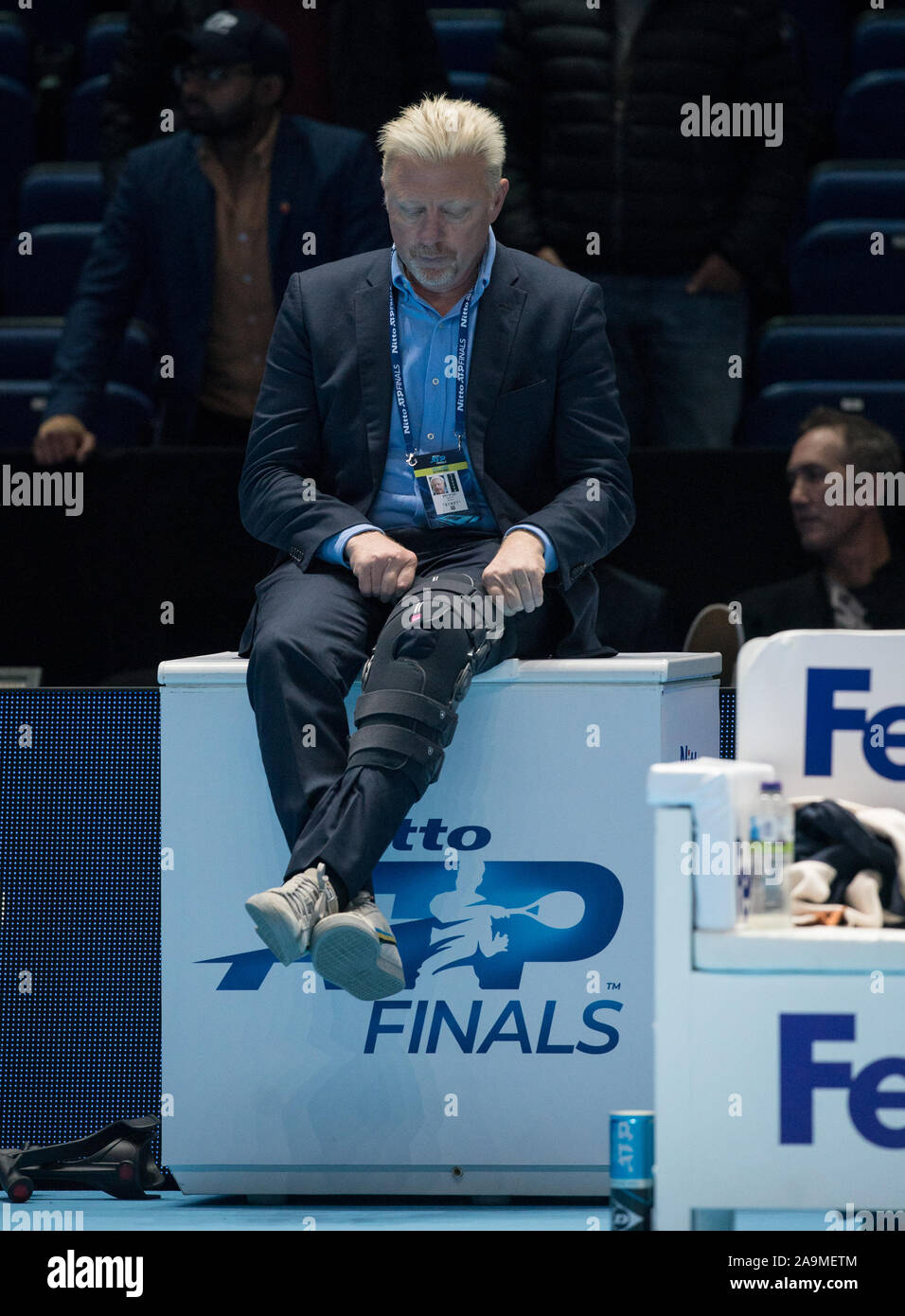 London, Großbritannien. 15 Nov, 2019. BORIS BECKER von Deutschland während Zverev Praxis Sitzung während der NITTO ATP-Finale Tennis London Tag 6 Am O2, London, England am 15. November 2019. Foto von Andy Rowland. Credit: PRiME Media Images/Alamy leben Nachrichten Stockfoto