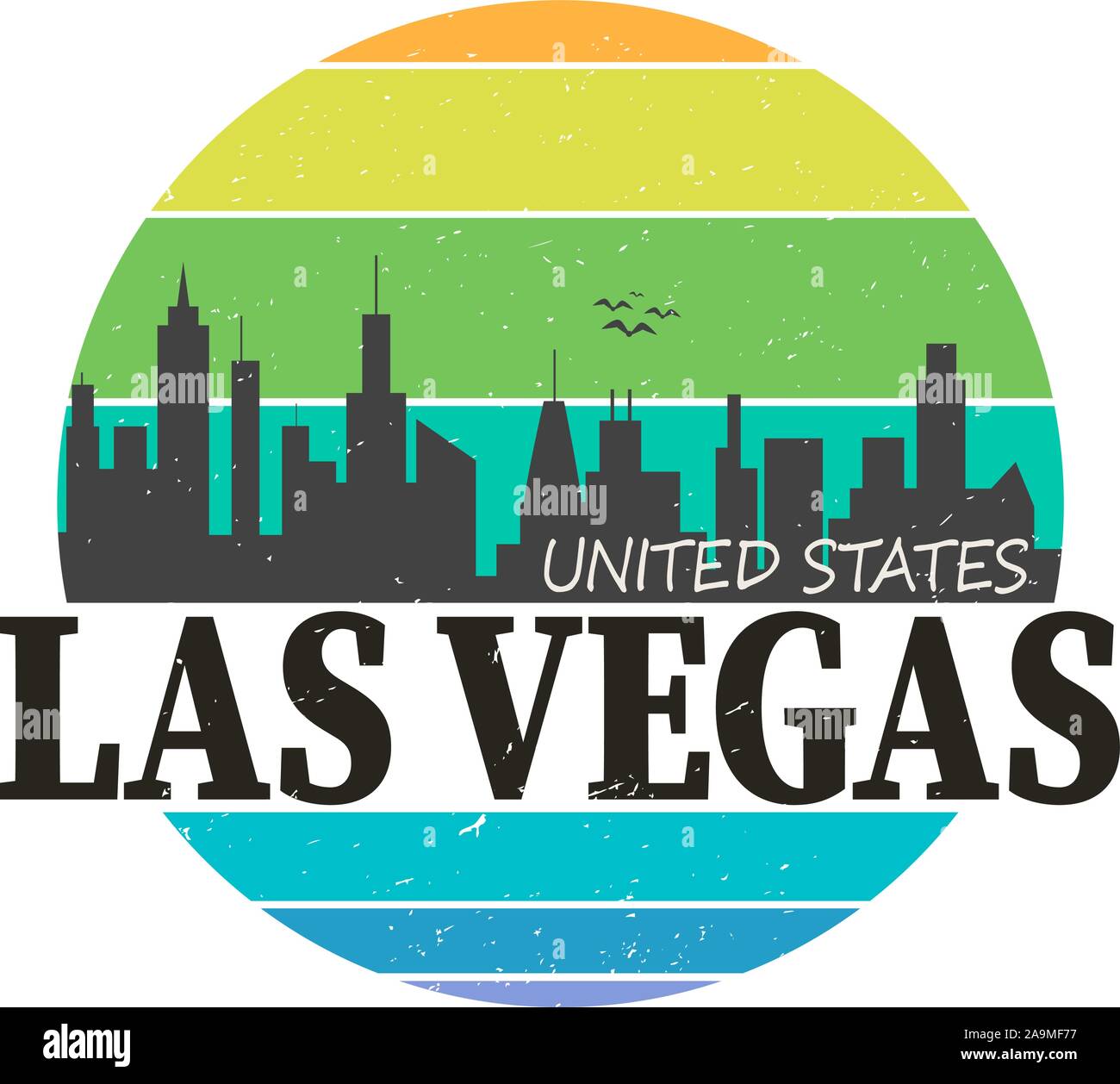 Las Vegas, Nevada lineare Logo Design für T-Shirts und Aufkleber Stock Vektor