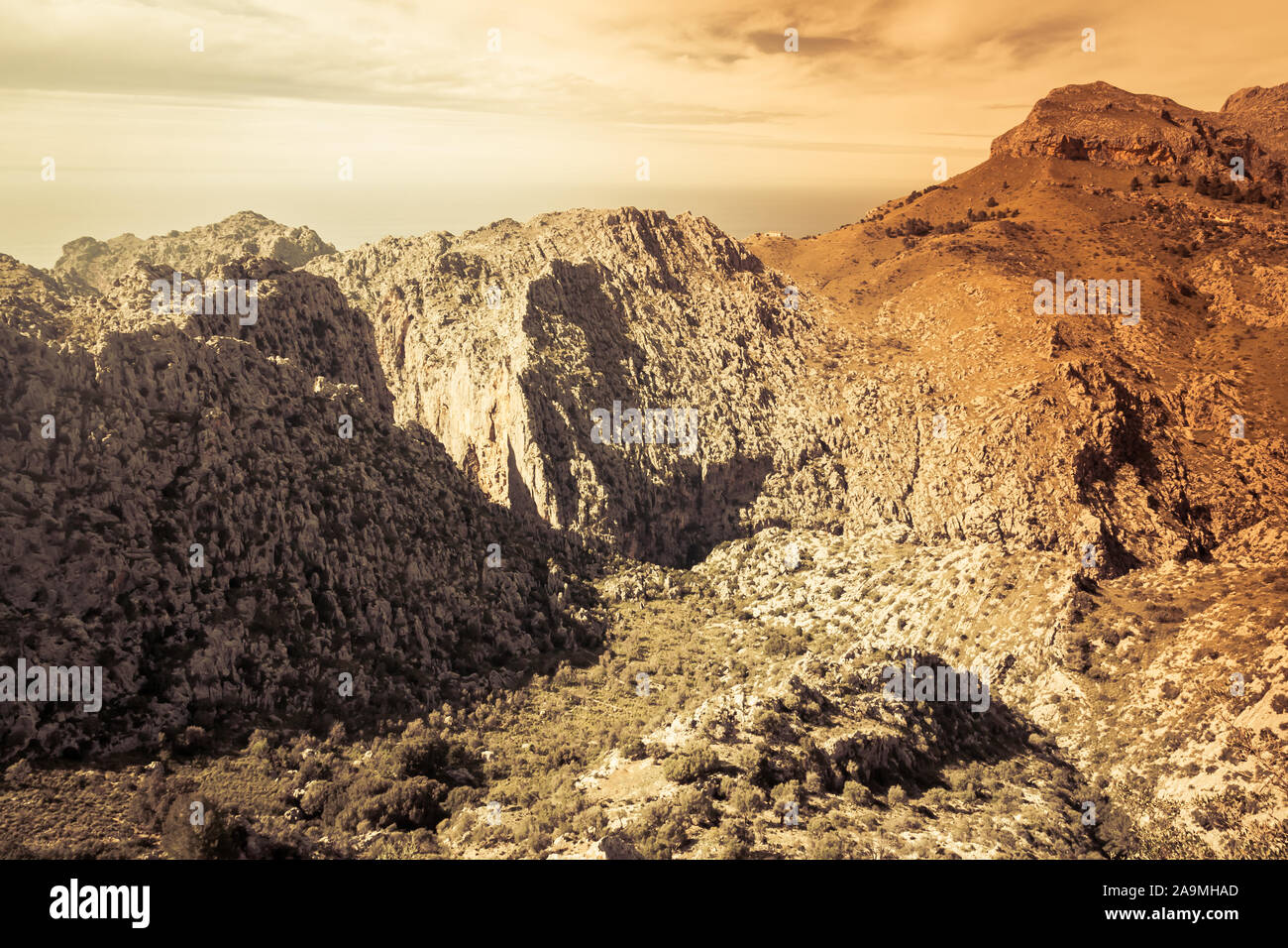 Die Serra de Tramuntana auf Mallorca Stockfoto