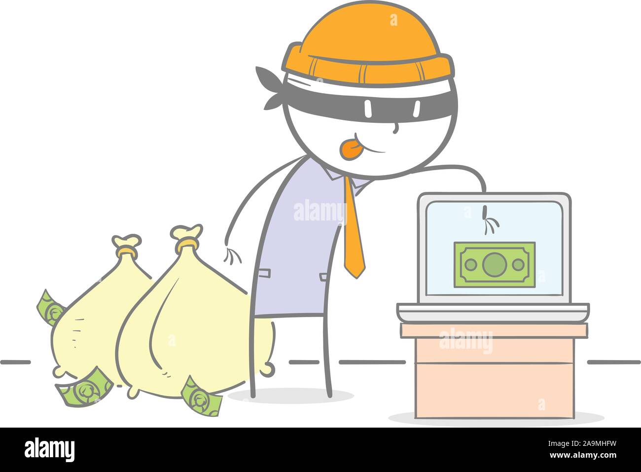 Doodle Abbildung: hacer Geld stehlen von Computer Stock Vektor
