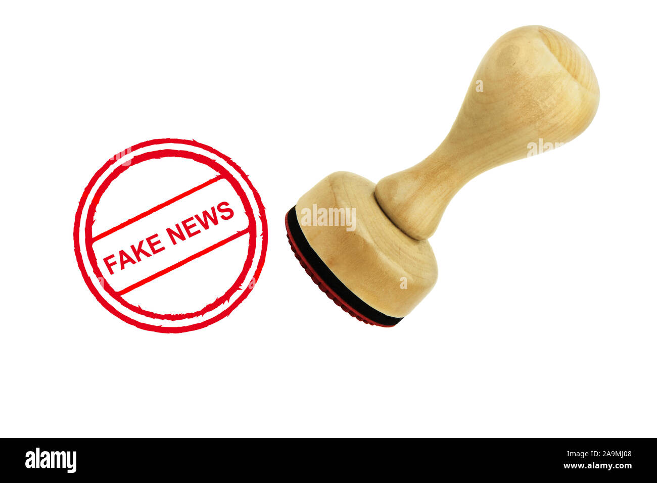 Deutsche Fake news Stempel auf Weiß Stockfoto