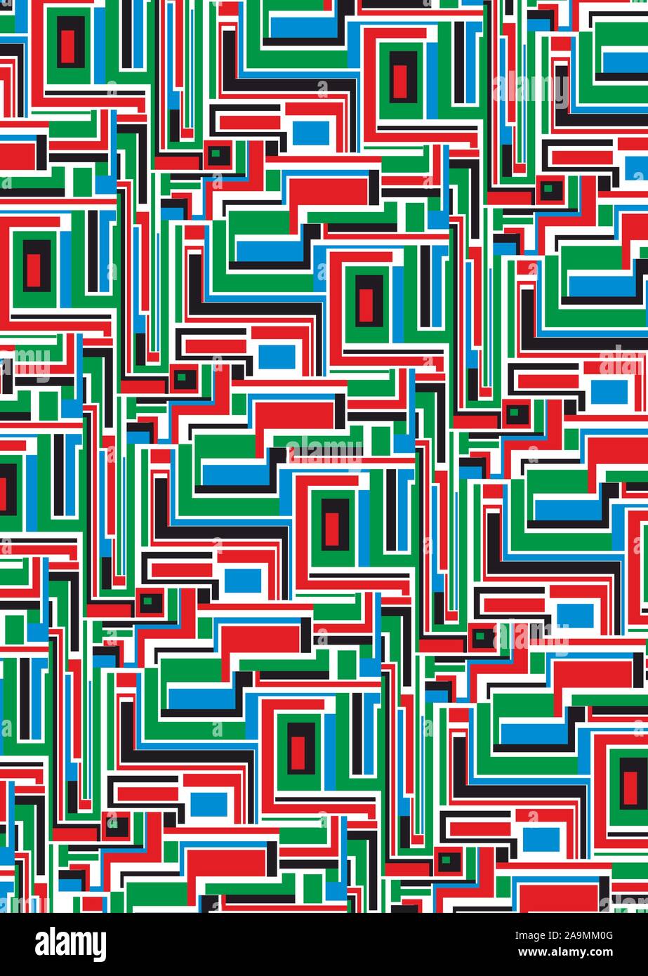 Bunte geometrische Formen. Quadrate, Streifen,-Vektor Stock Vektor