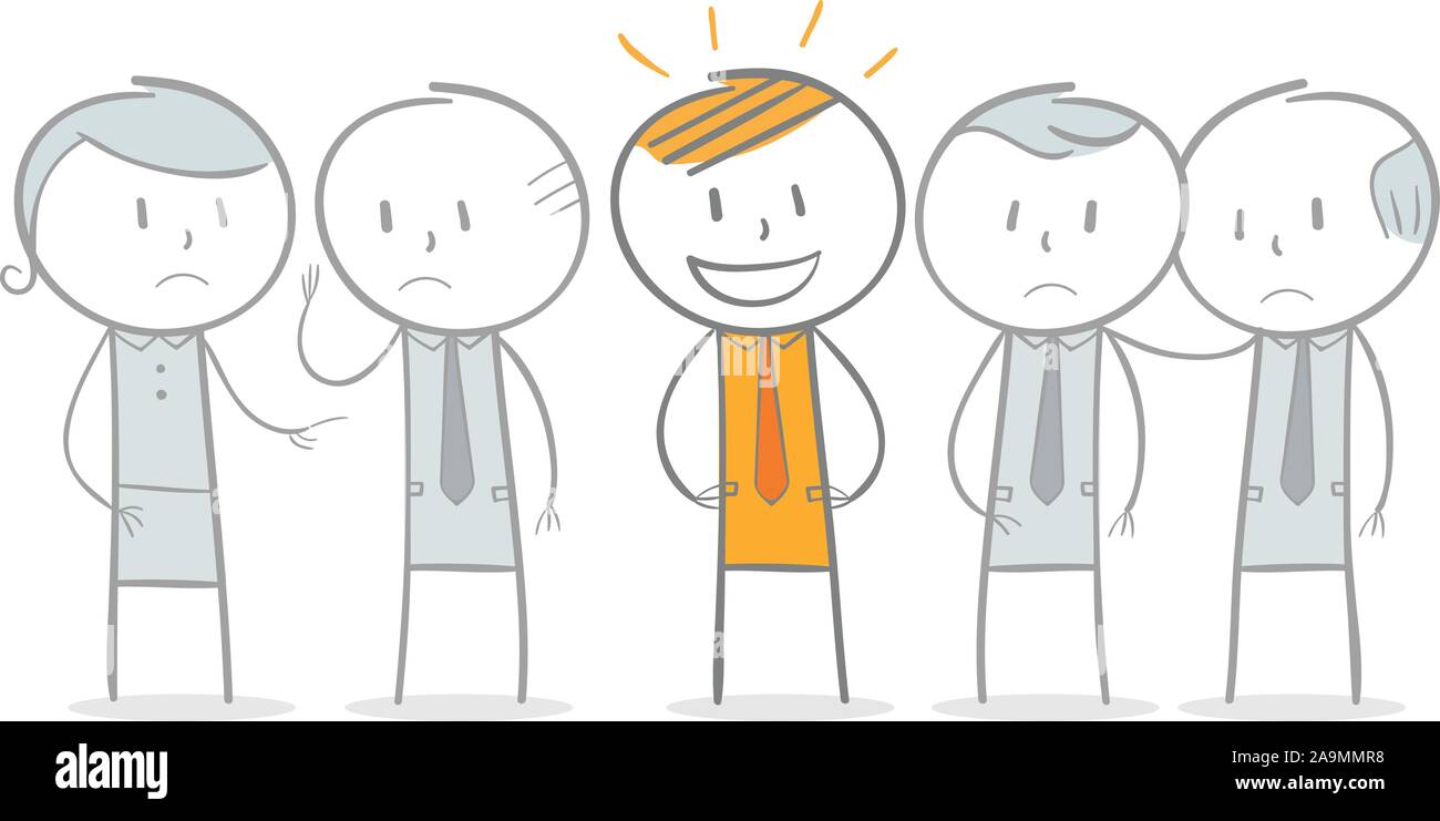 Doodle Strichmännchen: Überzeugte Geschäftsmann auf der Masse Stock Vektor