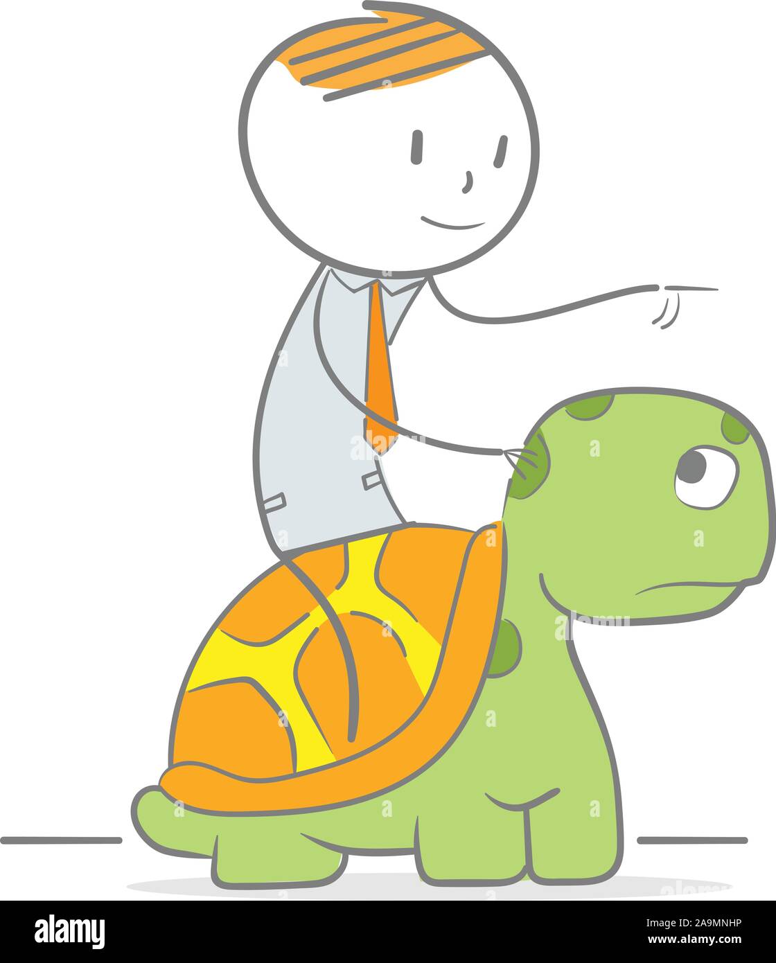 Doodle Abbildung: Geschäftsmann, eine Schildkröte Stock Vektor