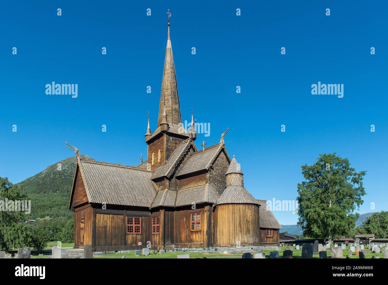 Stabkirche Lom Stabkirche von Lom Stockfoto