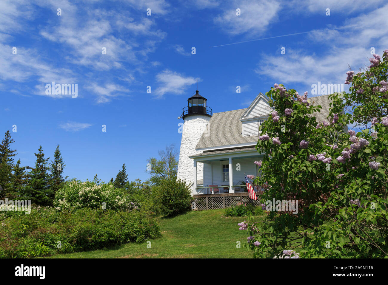 Dyce Head Lighthouse am Penobscot Bay Castine, Maine, Stockfoto