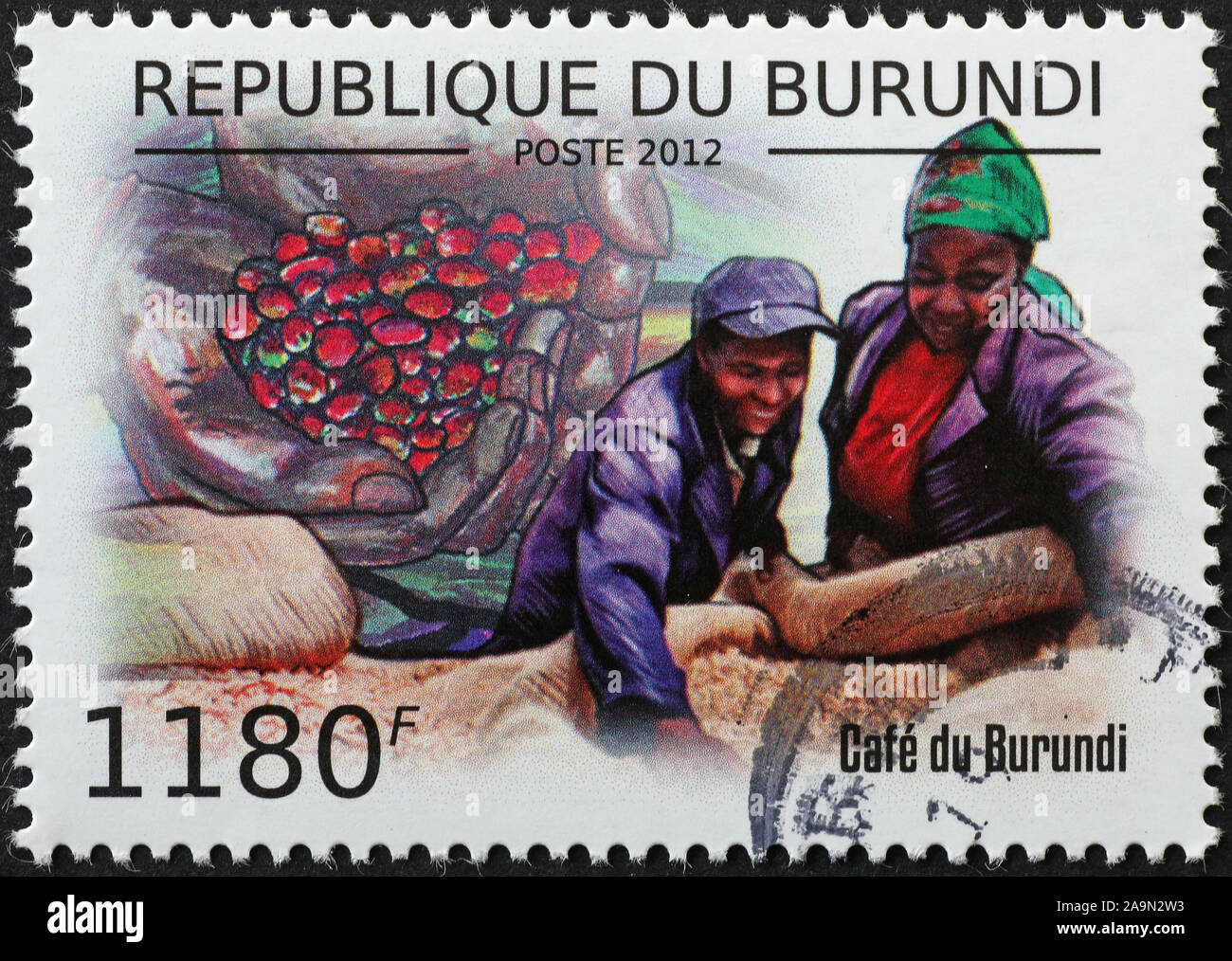 Die Wirtschaft in Burundi auf Briefmarke Stockfoto