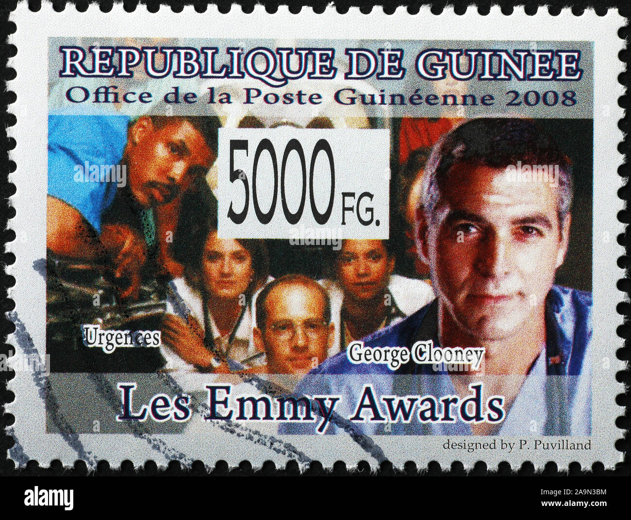 George Clooney der Dringlichkeiten auf Briefmarke Stockfoto