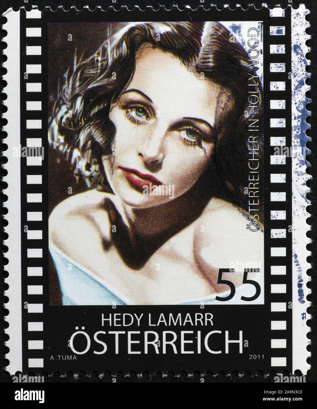 Hedy Lamarr auf Österreichische Briefmarke Stockfoto