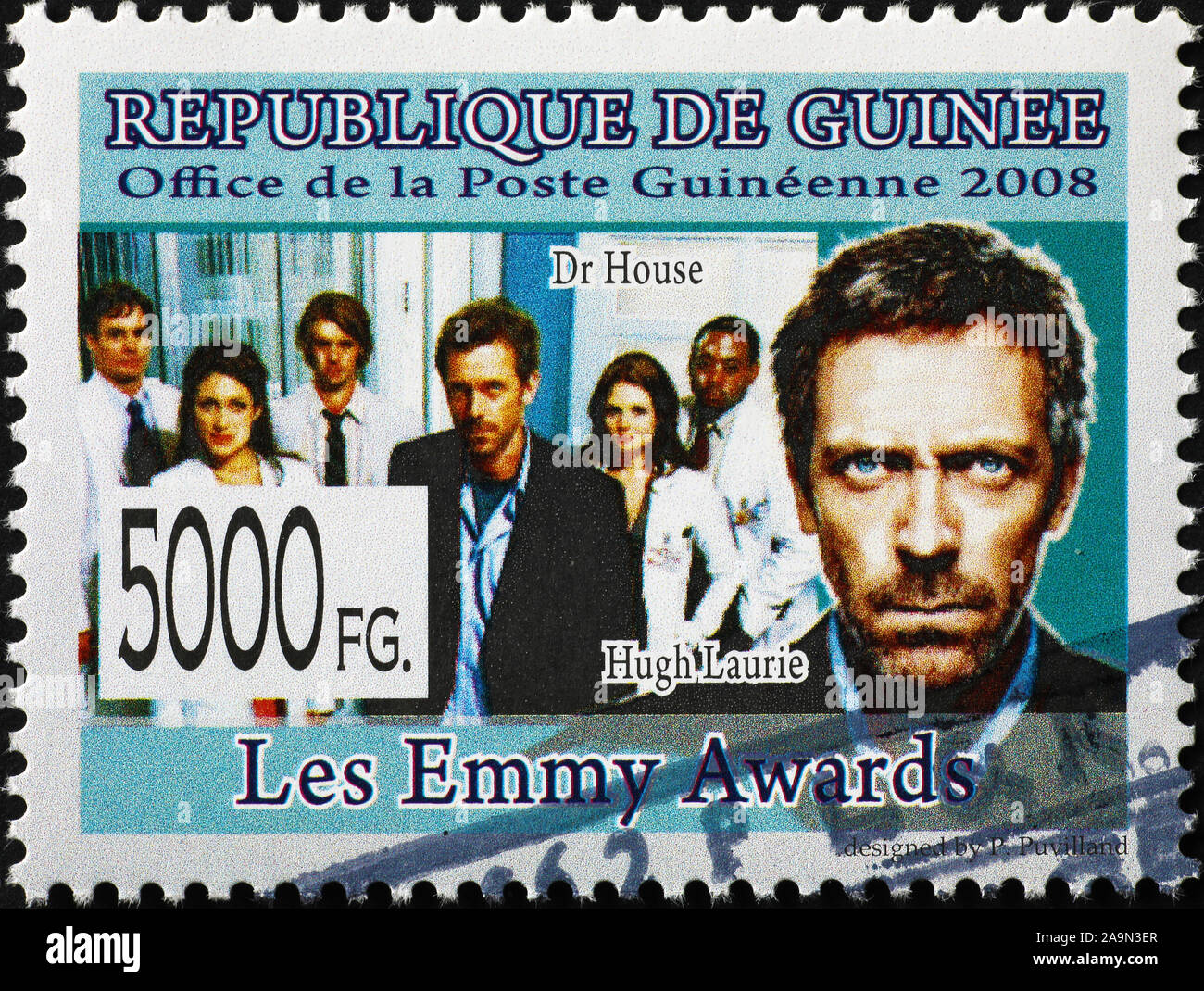 Hugh Laurie als Dr. House auf Briefmarke Stockfoto