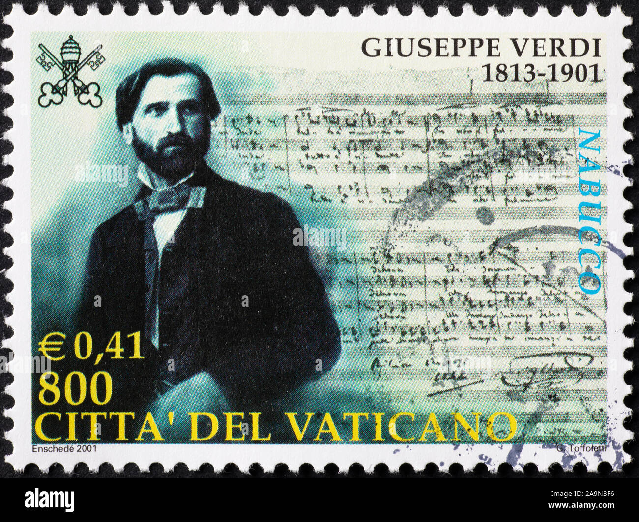 Italienische Komponisten Giuseppe Verdi auf Briefmarke Stockfoto
