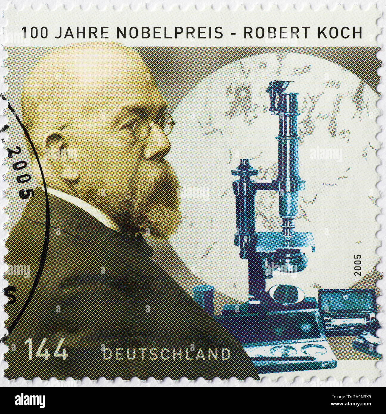 Nobelpreisträger Robert Koch auf deutschen Briefmarke taxierten Stockfoto