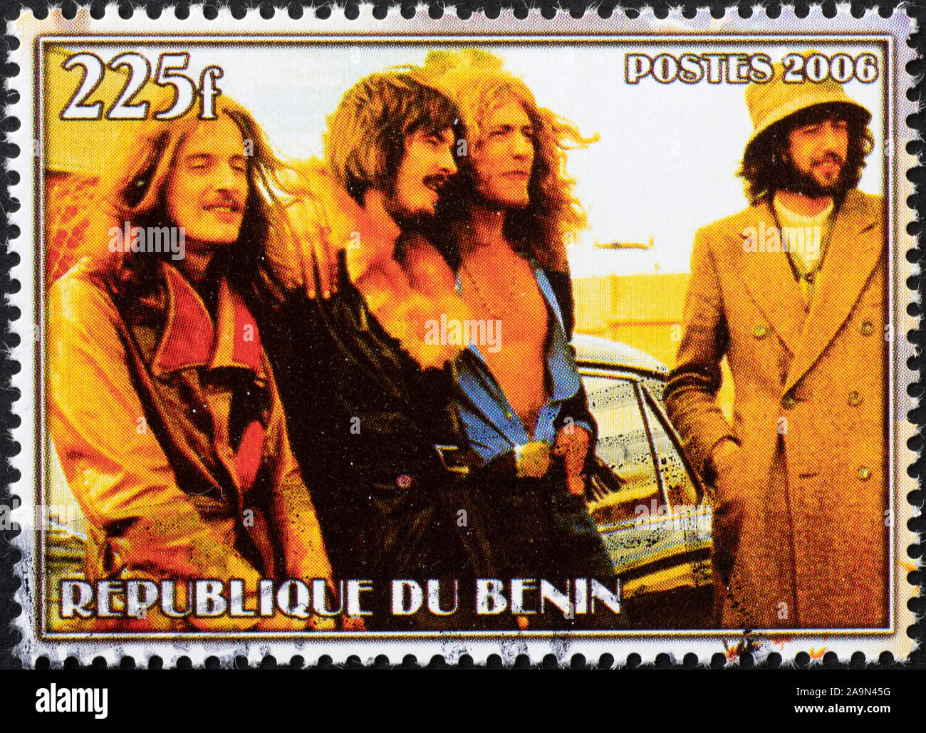 Bild der Band Led Zeppelin auf Briefmarke Stockfoto