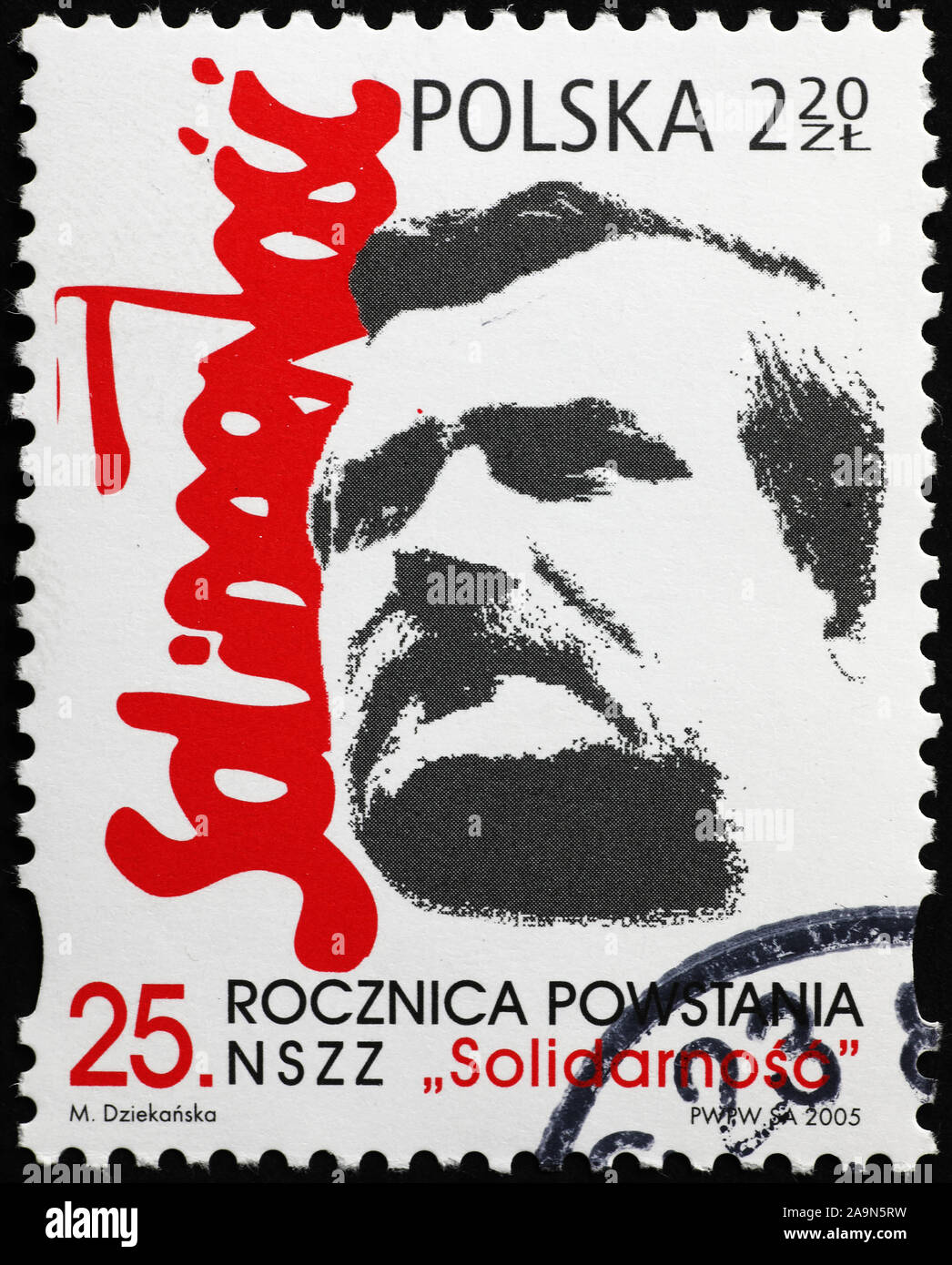 Gewerkschaftsführer Lech Walesa auf polnische Briefmarke Stockfoto