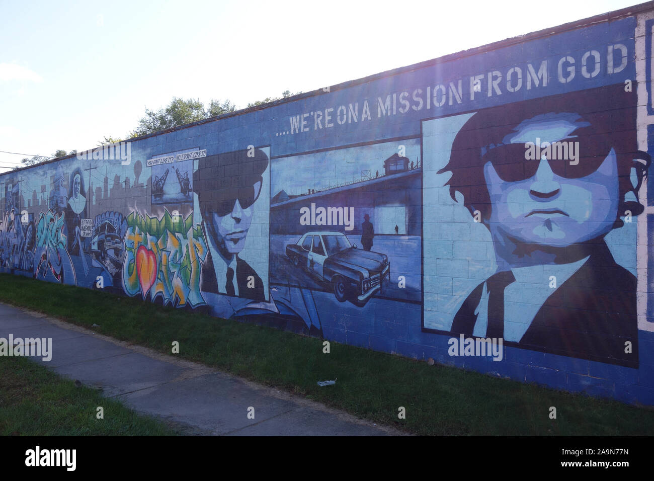 Blues Brothers Wandbild in der Nähe der Strafanstalt in Joliet Illinois Stockfoto