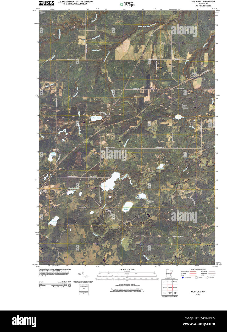 USGS TOPO Karte MInnesota MN Holyoke 20100817 TM Wiederherstellung Stockfoto