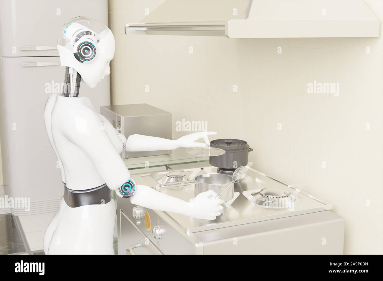 3D-Rendering ai kochen Roboter knstliche Intelligenz Essen in  futuristisches Konzept zu kochen Stockfotografie - Alamy