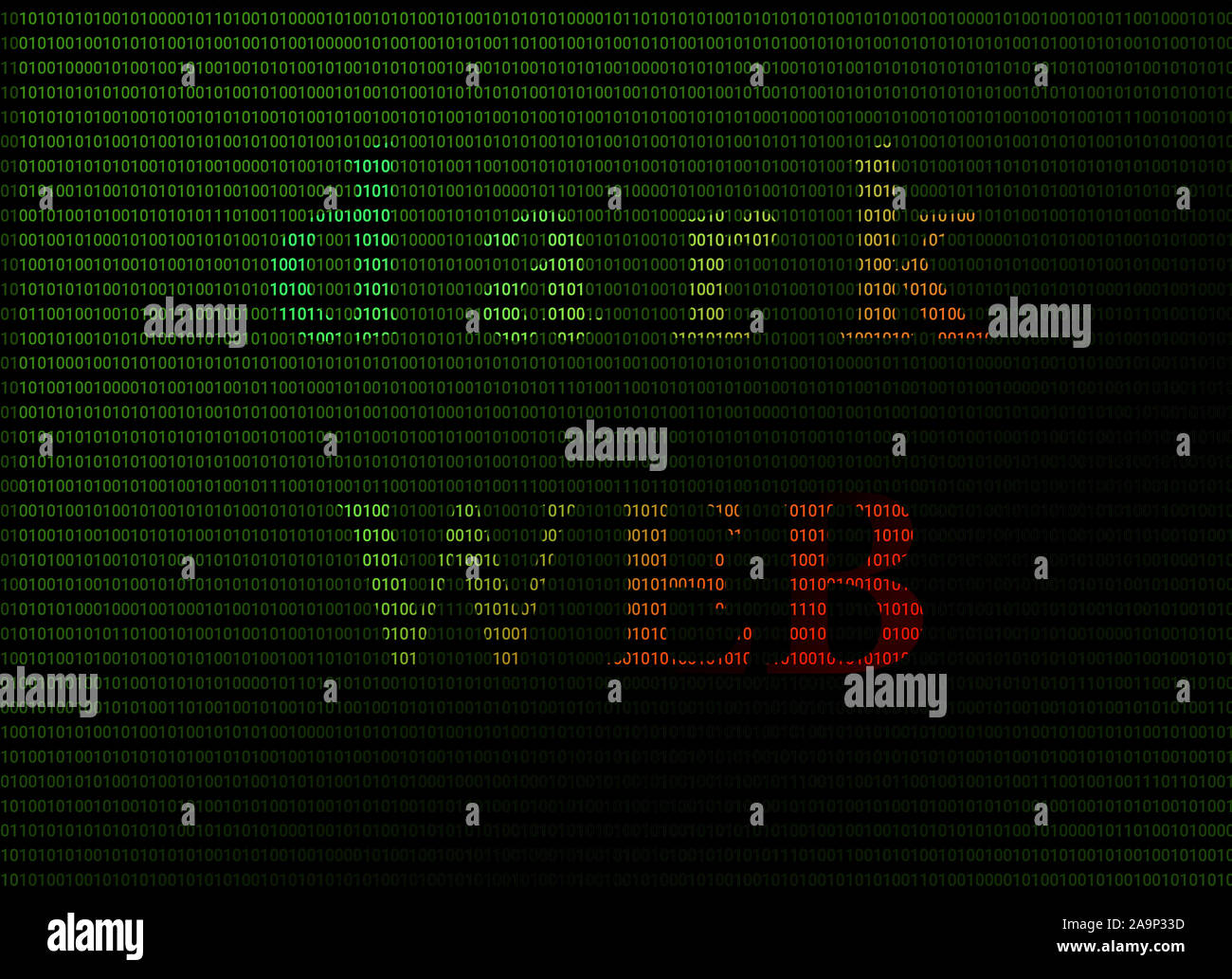 Worte dunkle Web auf Grün binäre Hintergrund Stockfoto