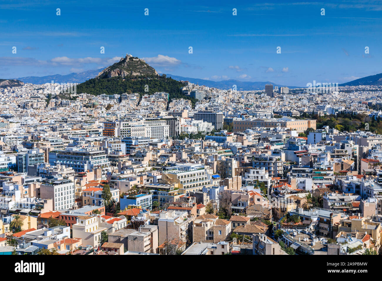 Athen, Griechenland. Panoramablick auf Athen, Griechenland. Stockfoto