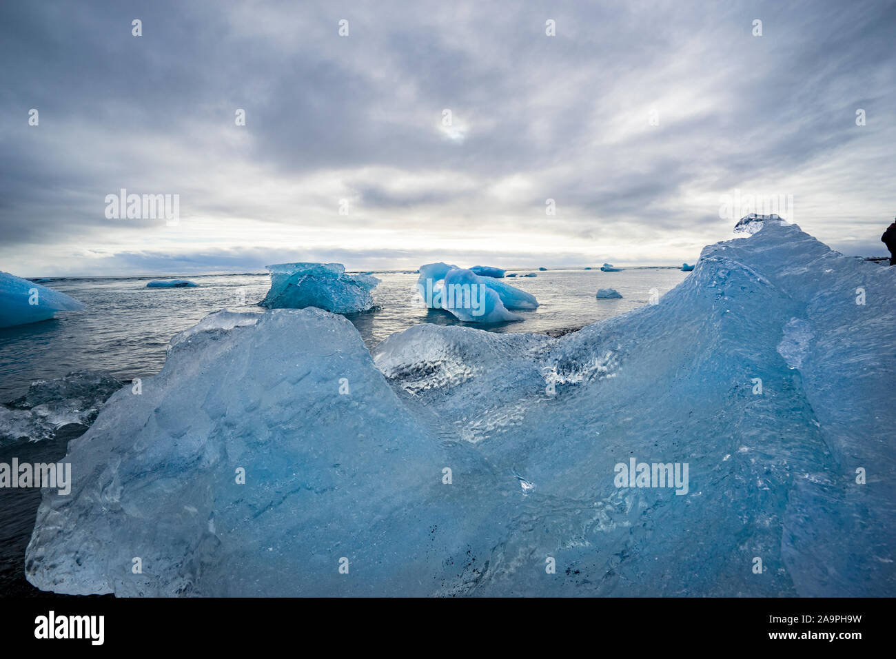 Beeindruckende Eislandschaft der Gletscherlagune Jökulsárlón in Island Stockfoto