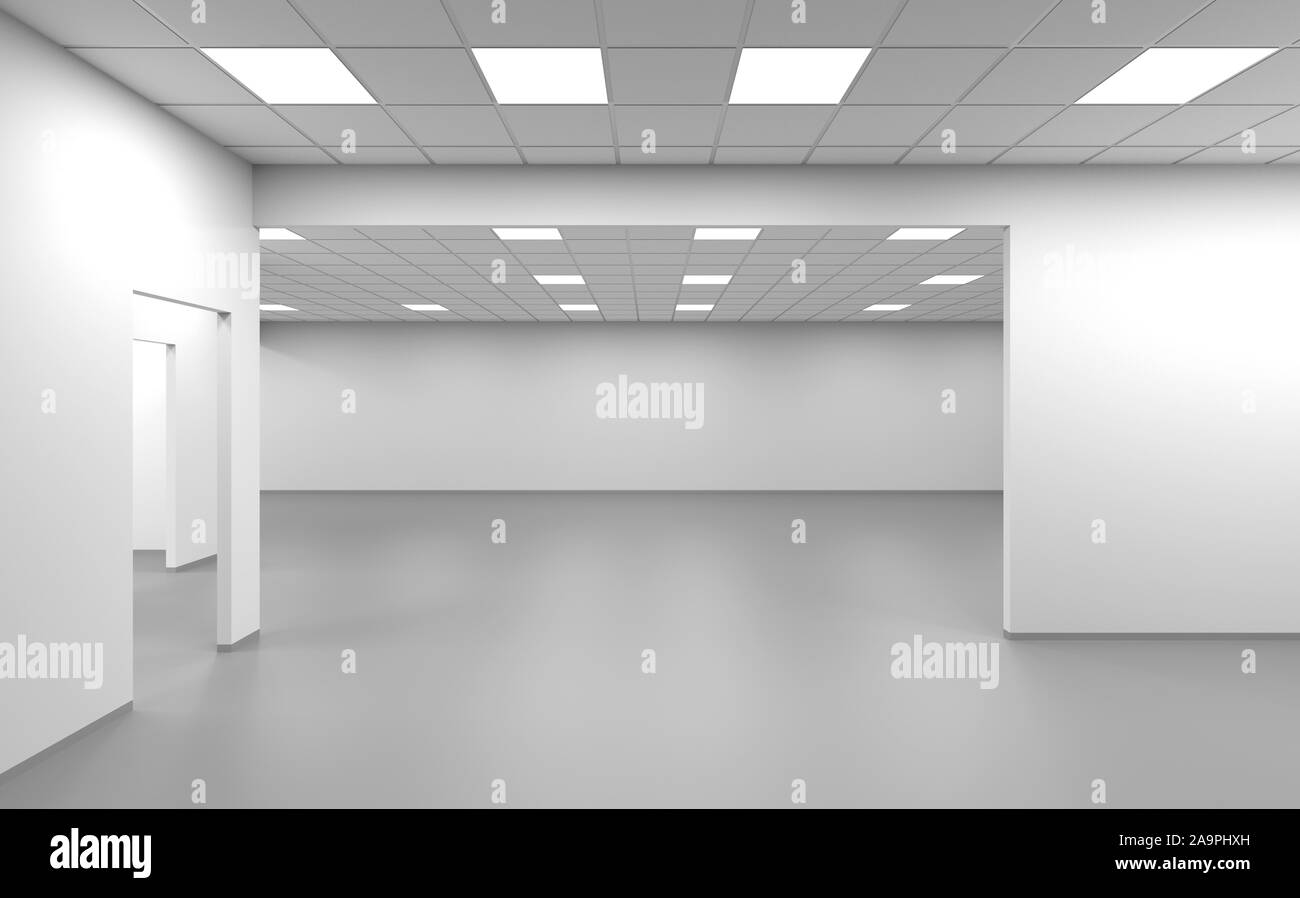 Weite Zimmer, ein leeres Büro innen Hintergrund, 3D-Rendering illustration Stockfoto