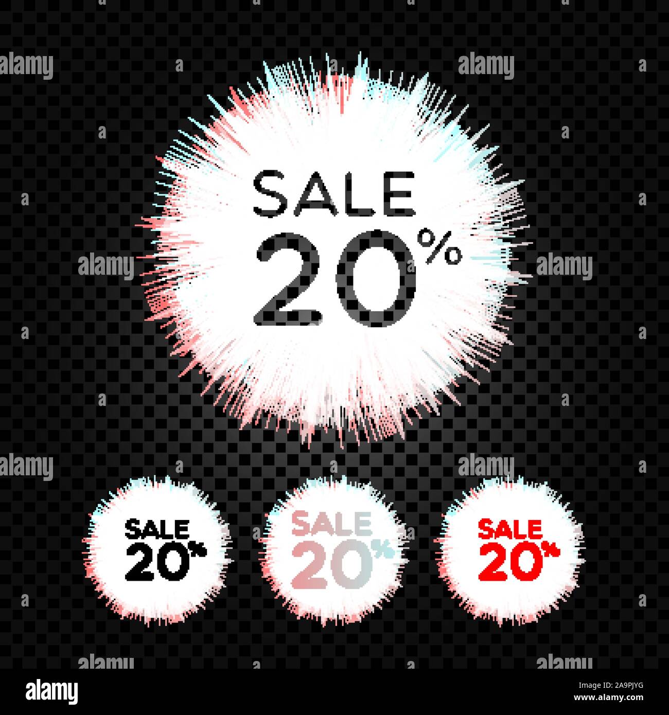 Verkauf Aufkleber. Vektor flash. Rabatt Symbol. 20 Prozent Rabatt. Stock Vektor